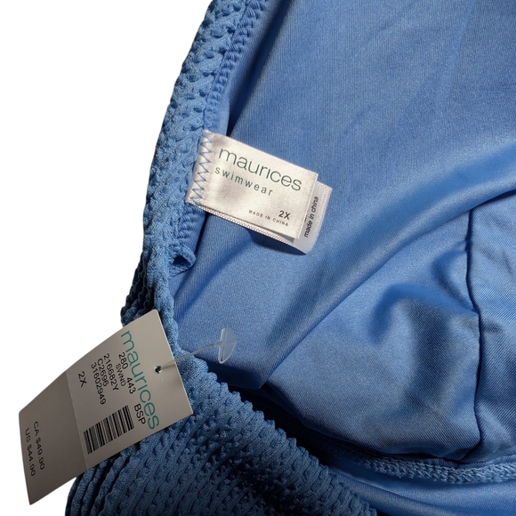 Maurices Blue Textured Adjustable Tie Bikini Top NWT 2X - Picture 7 of 9
